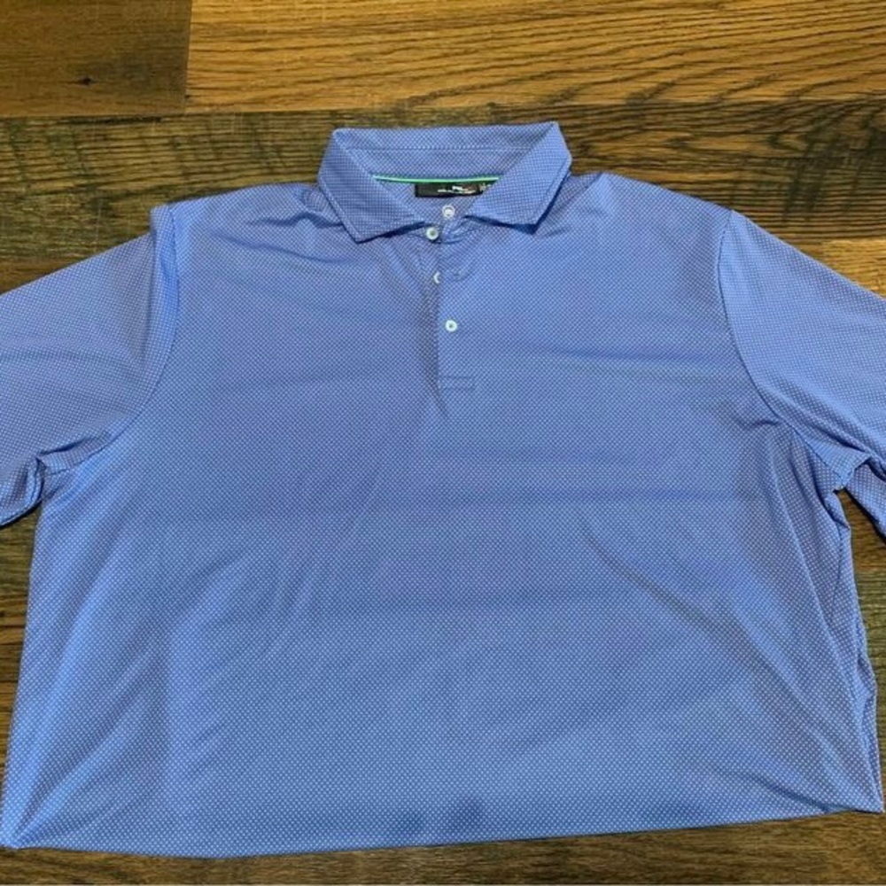 RLX Ralph Lauren golf polo light blue polka dot XXL